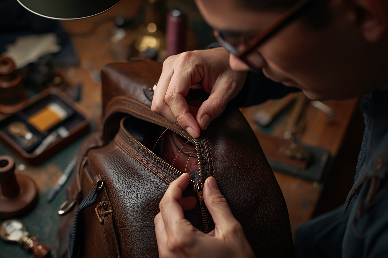 Reparație profesională fermoar pentru geantă